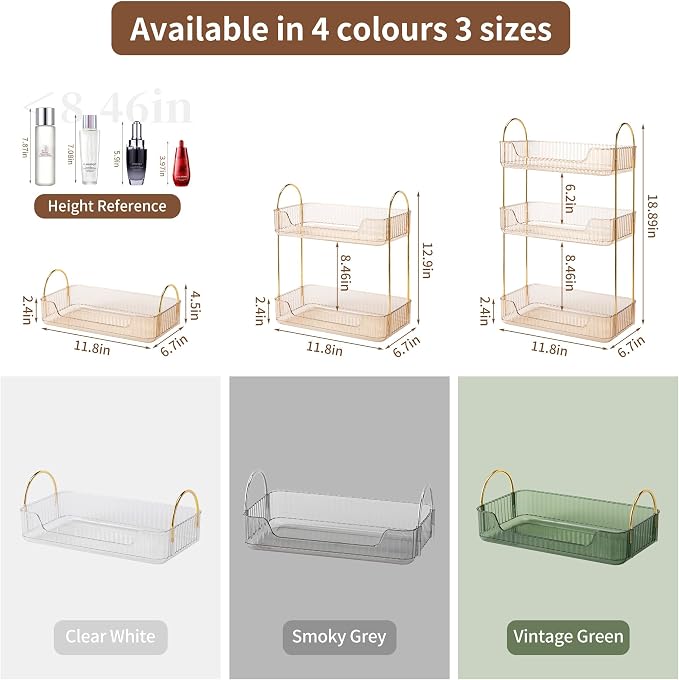 YCIA&DONE Bathroom Organizer Countertop, Makeup Storage, Skincare Cosmetic Tray - Image 5