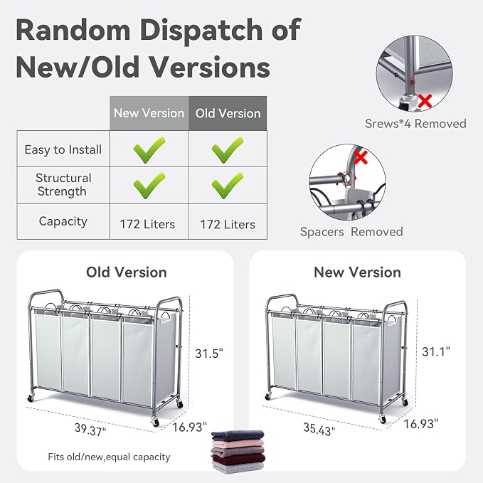 ROMOON Laundry Hamper Sorter Cart: 4-Section Organizer - Image 7