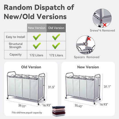 ROMOON Laundry Hamper Sorter Cart: 4-Section Organizer - Image 7