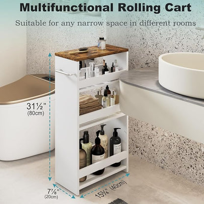 MARTY Rolling Storage Cart 7.9" W, 4-Tier Kitchen Cart - Image 3