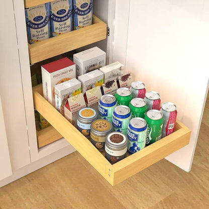 Wooden Pull out Cabinet Organizer 12" W x 21" D x 4.3" H, Heavy Duty Slide Out - Image 6
