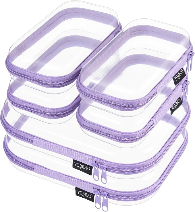 6 Pack Purple Clear Hard Shell Beauty Organizer, 1.2mm Heavy Duty Crush-Proof by Unknown