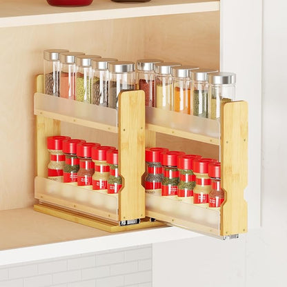 SpaceAid Bamboo Pull Out Spice Rack Organizer by SpaceAid
