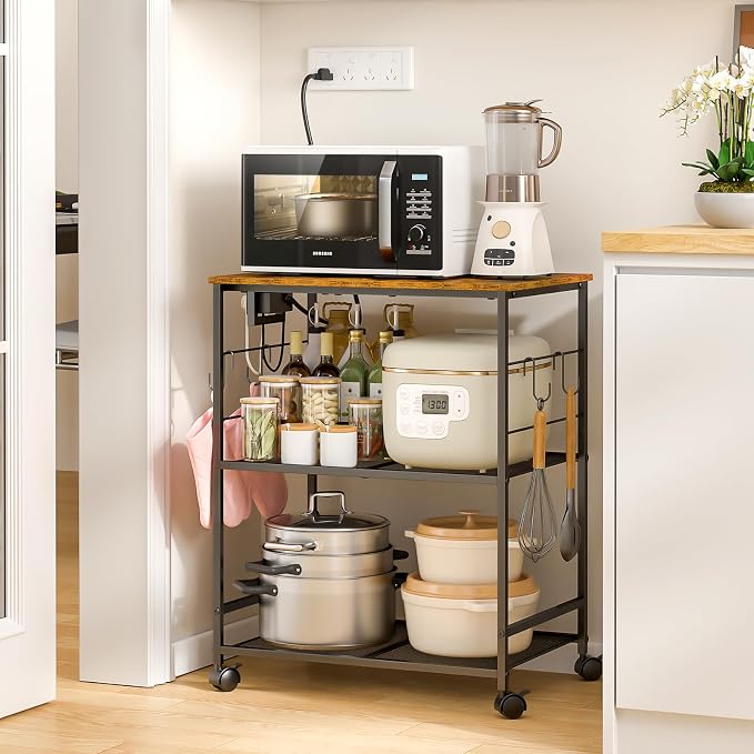 ThreeHio Rolling Kitchen Microwave Cart - Image 2