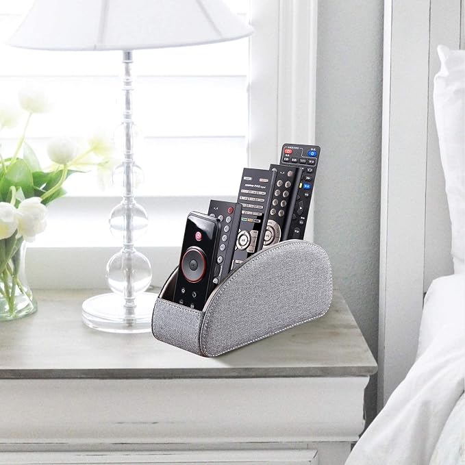 TV Remote Control Holder with 5 Compartments, Pu Leather Remote Caddy/Box/Tray - Image 6