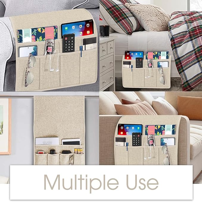 Joywell Beige Remote Control Holder Recliner Armchair Caddy Couch Caddy Sofa - Image 6