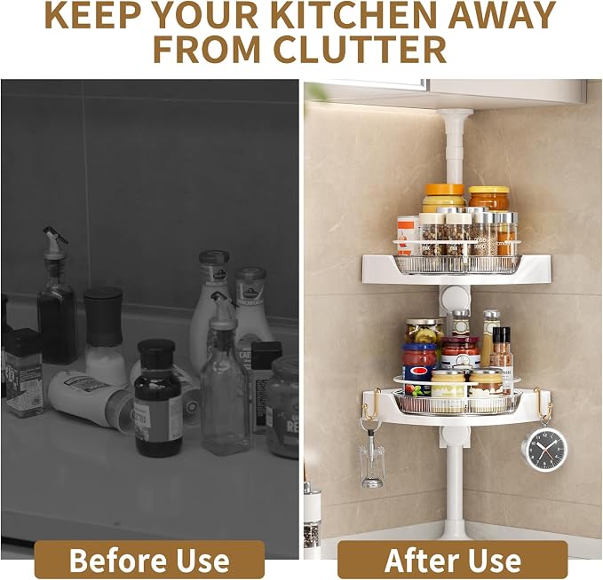 Standing Spice Rack Organizer, Counter Corner Double Tier Lazy Susan, Height - Image 7