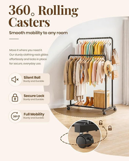 Delamu Clothes Rack Double Rods Clothing Racks - Image 6