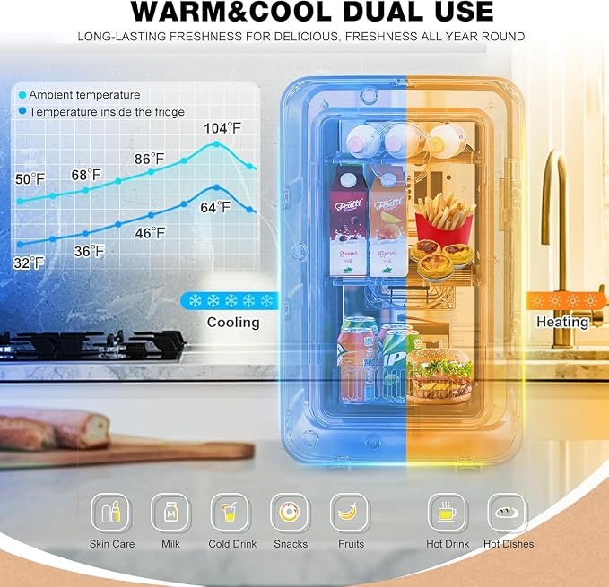advwin 22L Mini Fridge for Bedroom, 30 Cans Portable Cooler & Warmer Compact - Image 4