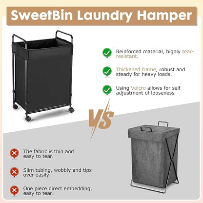 120L Laundry Hamper with Wheels, Rolling Laundry Sorter cart with Metal Frame - Image 5