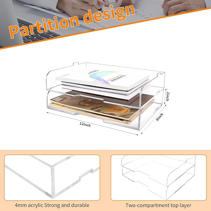 2 Pack- Stackable Paper Letter Tray, or Workspace - Image 3
