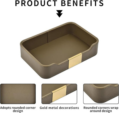 Luxury Leather Valet Tray Desktop Storage Organizer, Bedside Vanity Catchall - Image 5