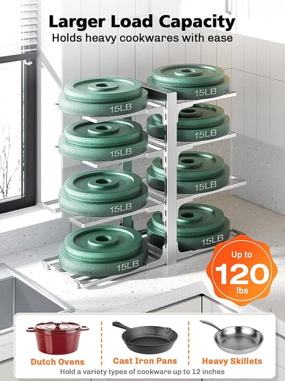 MUDEELA 8-Tier Pots and Pans Organizer under Cabinet, 15.83" Height Heavy Duty - Image 4