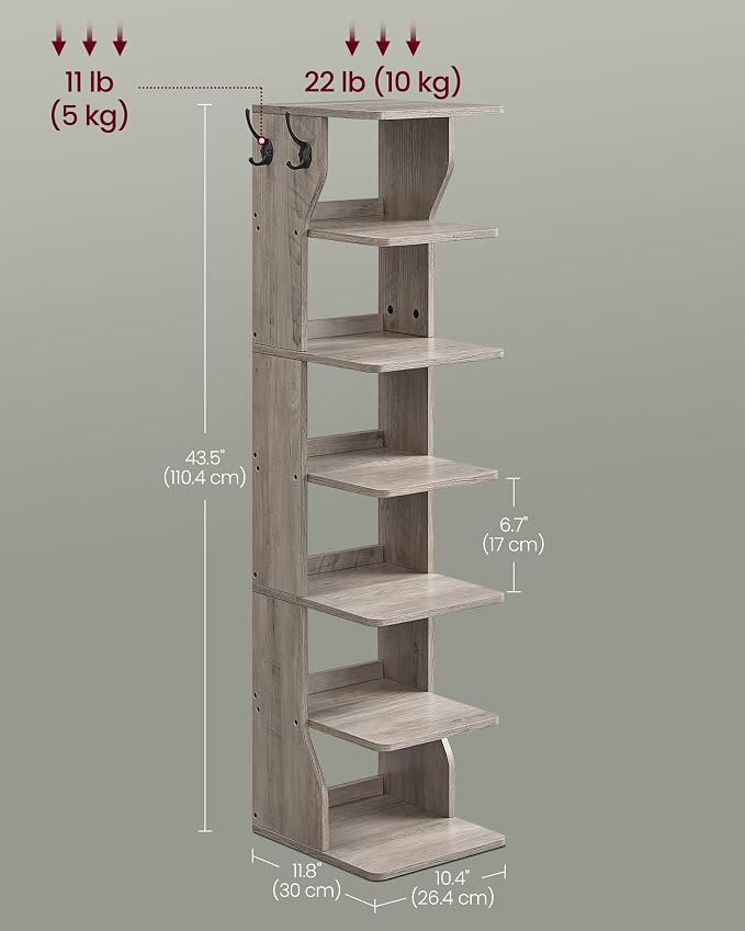 VASAGLE 7-Tier Vertical Shoe Rack, Narrow Shoe Storage Organizer - Image 7