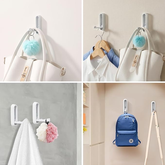 Folding Wall Hooks, 2 Pack, Zinc Alloy, Heavy Duty Coat Hooks | 90° Foldable - Image 7