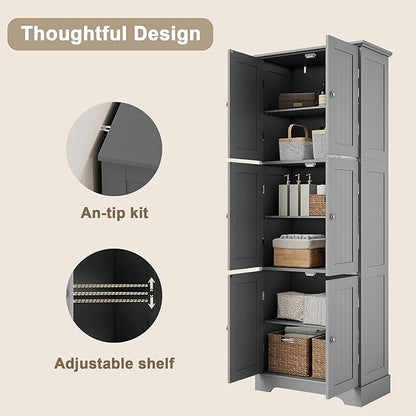 ChooChoo 63.2" Tall Bathroom Storage Cabinet - Image 6
