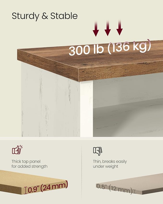 VASAGLE Shoe Bench, Storage Bench, 6 Compartments, Adjustable Shelves, - Image 5