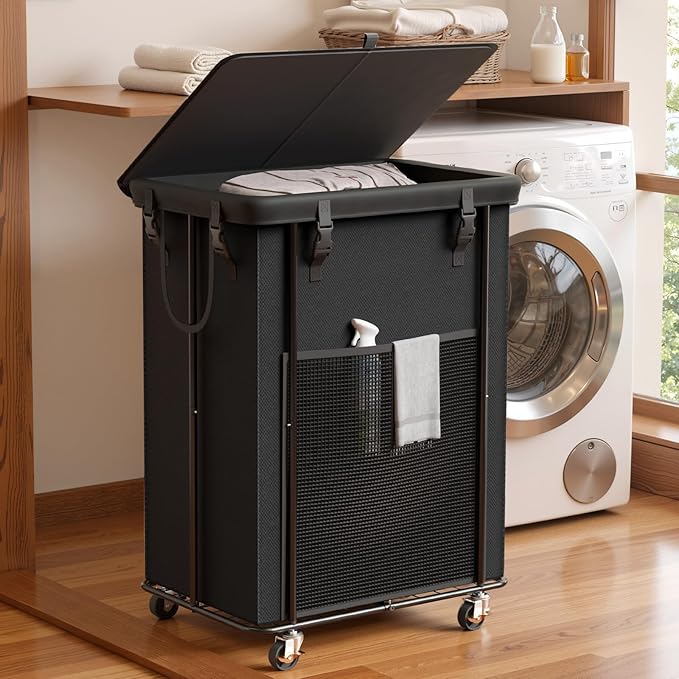 220L Laundry Hamper with Lid, Rolling Laundry Basket with Wheels, Large & Tall by OLLDIDE