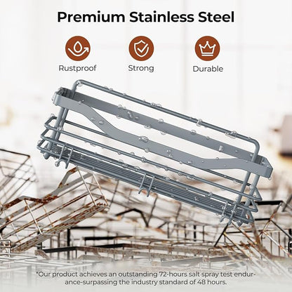 Orimade Shower Caddy Basket Shelf Storage Rack, No Drilling Wall Mounted - Image 7