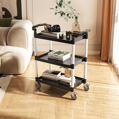 VEVOR Utility Cart, 300 lbs Load Capacity, 2-Tier Utility Plastic Cart - Image 7
