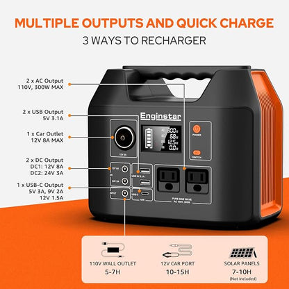 EnginStar Portable Power Station 300W 296Wh Battery Bank - Image 2