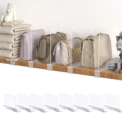 8PCS Acrylic Shelf Dividers for Closet Organization, Vertical Purse Organizer by SUNHEARTH