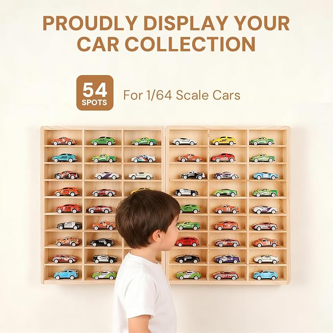 Hotwheels Wooden Display Case, 54 Space, - Image 2