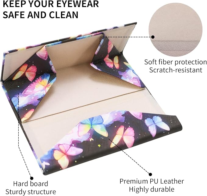 Foldable Glasses Case, Magnetic PU Leahter Sunglasses Case, Cute Hard Shell - Image 4