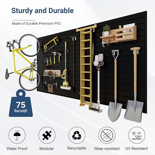 Slatwall Panel 8 FT x 4 FT, Interlocking Slat Wall Paneling, Wall Mounted PVC - Image 3