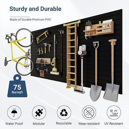 Slatwall Panel 8 FT x 4 FT, Interlocking Slat Wall Paneling, Wall Mounted PVC - Image 3