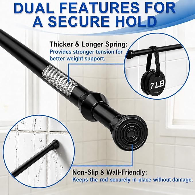 4 Pack Small Tension Curtain Rod, Short Adjustable Extendable | Spring Loaded - Image 5