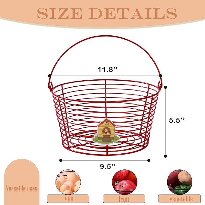 Colorful Metal Mesh Wire Egg Collecting Basket - Image 2