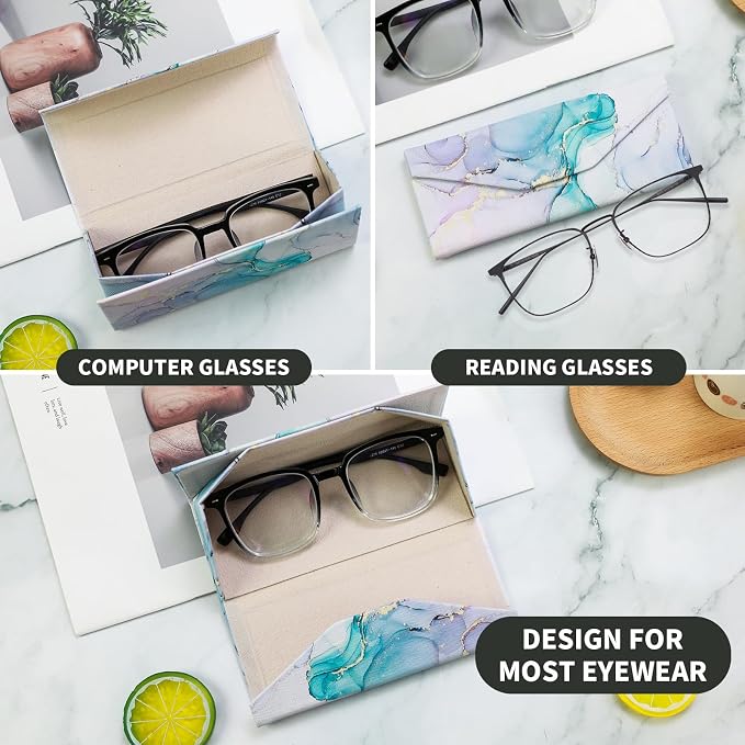 Foldable Glasses Case, Magnetic PU Leahter Sunglasses Case, Cute Hard Shell - Image 2