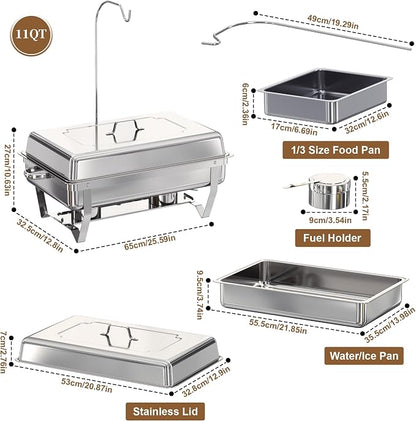 Chafing Dishes Buffet Set for Food Warming and Serving, 11QT Stainless Steel - Image 4