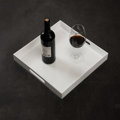 Glossy White 21"X21"X2" Decorative Tray Extra Large Sturdy Acrylic Serving Tray - Image 4