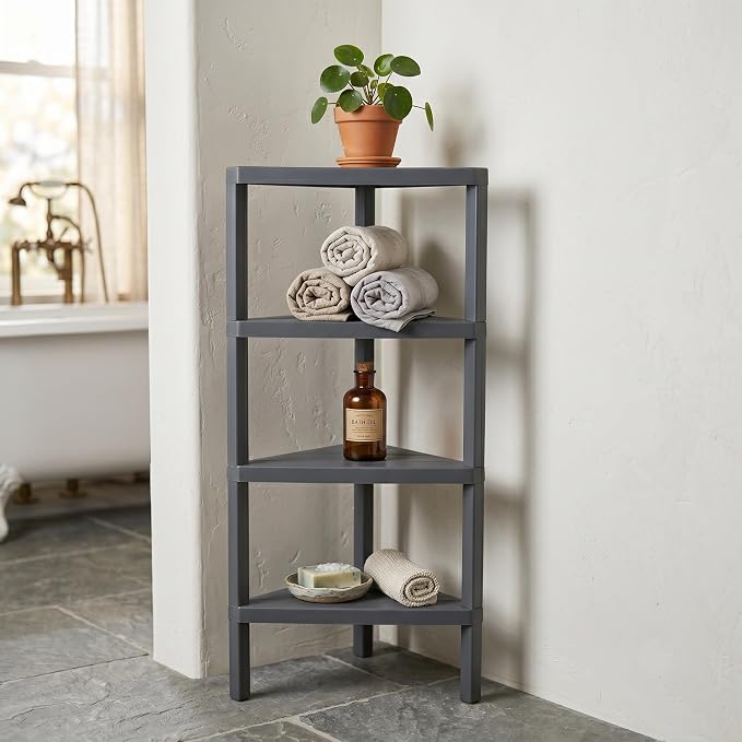 Honey-Can-Do 4-Tier Plastic Corner Storage Shelf, kitchen or office by Honey-Can-Do