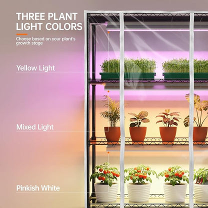 Bstrip Indoor Greenhouse with Grow Light, 5-Tier 47.2"x17.8"x71" Metal Plant - Image 4