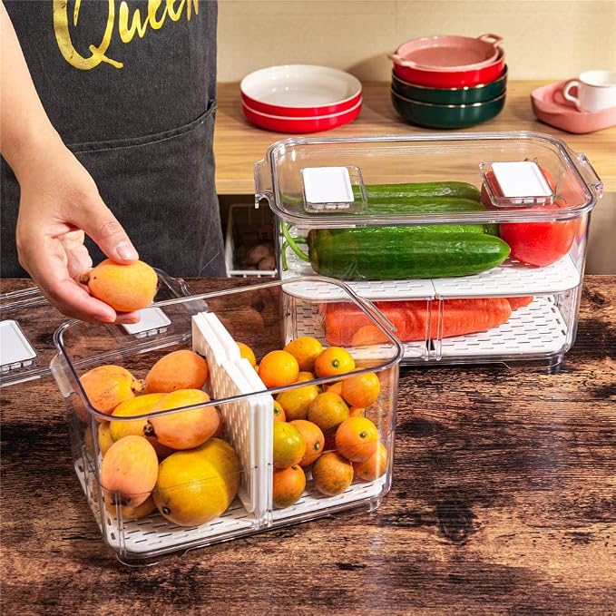 SANNO Vegetable Fruit Containers Fridge Food Storage Produce Saver Container - Image 7