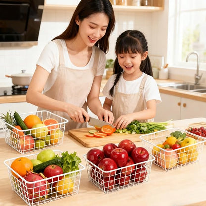 4 Pack White Wire Baskets for Pantry, Small White Metal Storage Basket for - Image 6