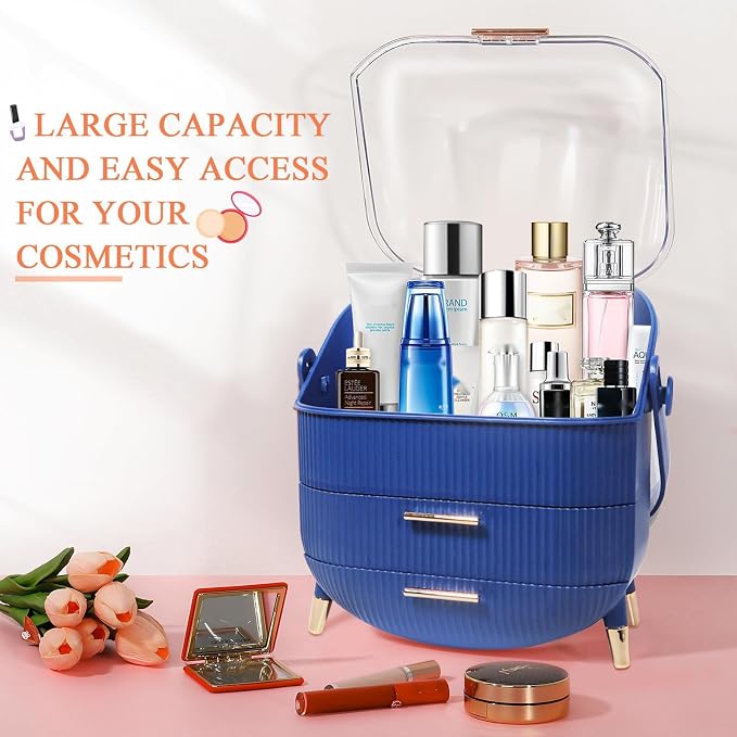 MASSY Egg Shape Makeup Storage Box, Countertop Portable Vanity Cosmetics - Image 3
