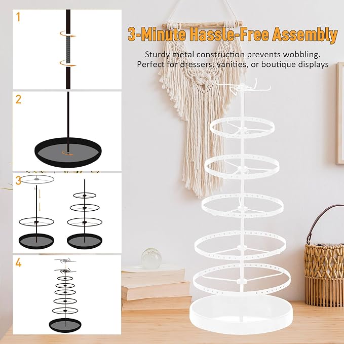 17Dec 6 Tier Rotating Jewelry Organizer Stand, 230 Holes Earring Holder - Image 5