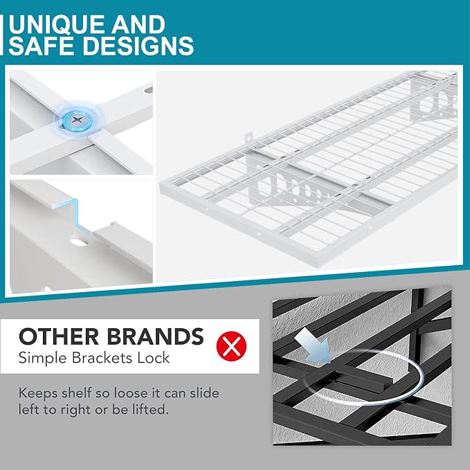 2-Pack 1.5×3.8ft Garage Wall Shelving, 18×45.6 inches Heavy Duty Wall Mounted - Image 5