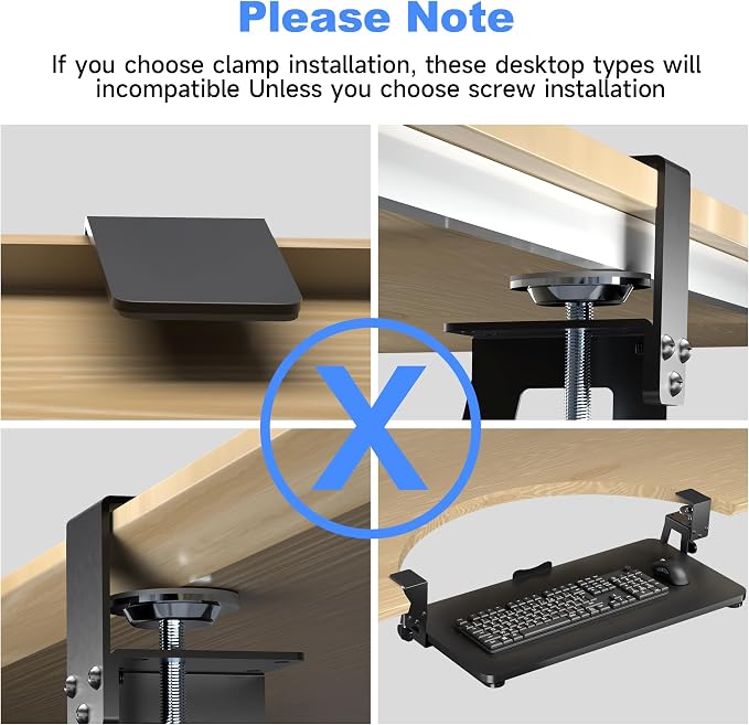 Keyboard Tray Under Desk Large C-Clamp 25.6” x 11.8” Slide-Out Platform - Image 7
