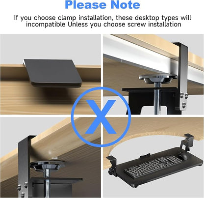 Keyboard Tray Under Desk Large C-Clamp 25.6” x 11.8” Slide-Out Platform - Image 7