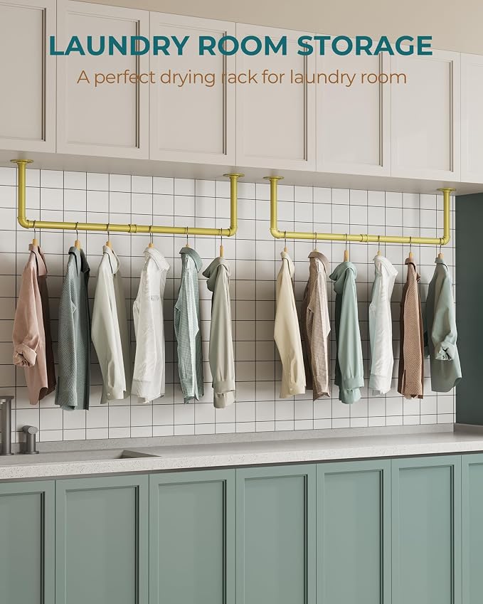 OROPY Industrial Pipe Clothes Rack Wall Mounted Set of 2, 38.4 inches Heavy - Image 7