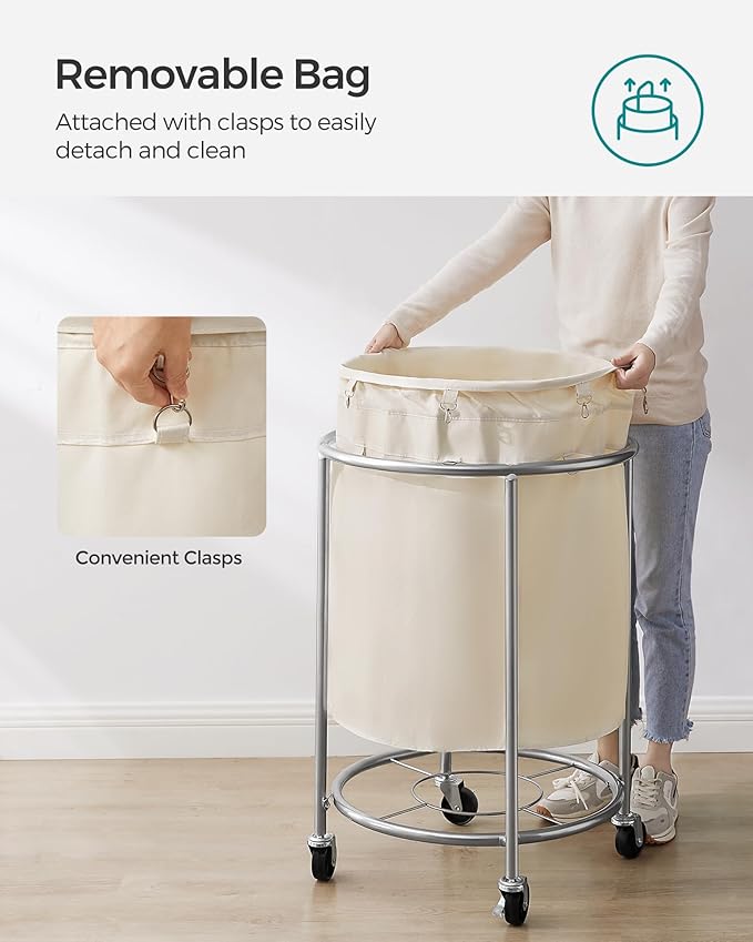 SONGMICS Laundry Basket, Rolling Steel Frame - Image 6
