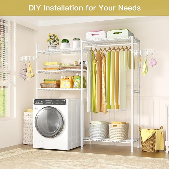 Ulif U6 Clothes Drying Rack, 5-Tier Over Washer and Dryer Laundry Room Storage - Image 4