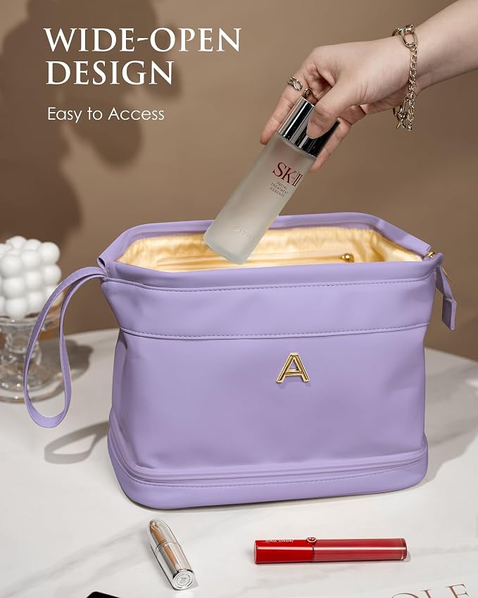 Initial Makeup Bags, Friend Gifts, Personalized Double Layer Cosmetic Bag - Image 3