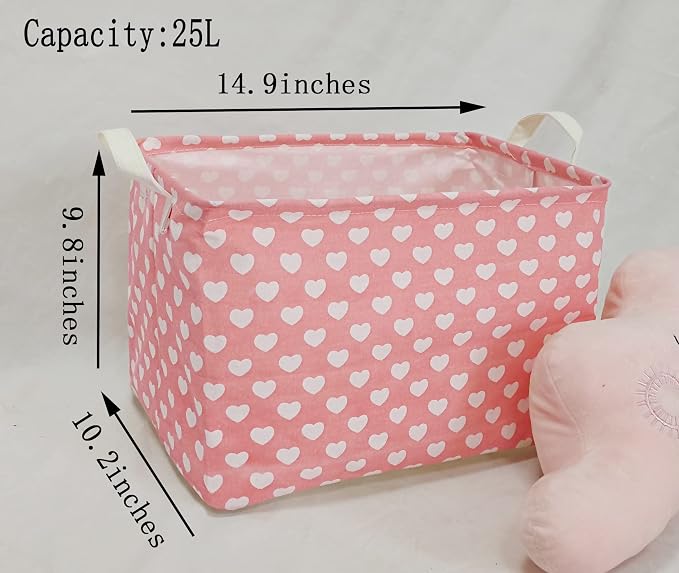 MAIZMZ Girls Storage Basket Pink Valentine's Day Gifts Basket Waterproof - Image 2