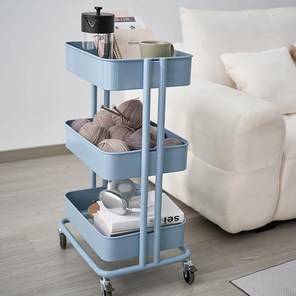 3 Tier Rolling Cart Metal Heavy Duty Utility Cart - Image 7